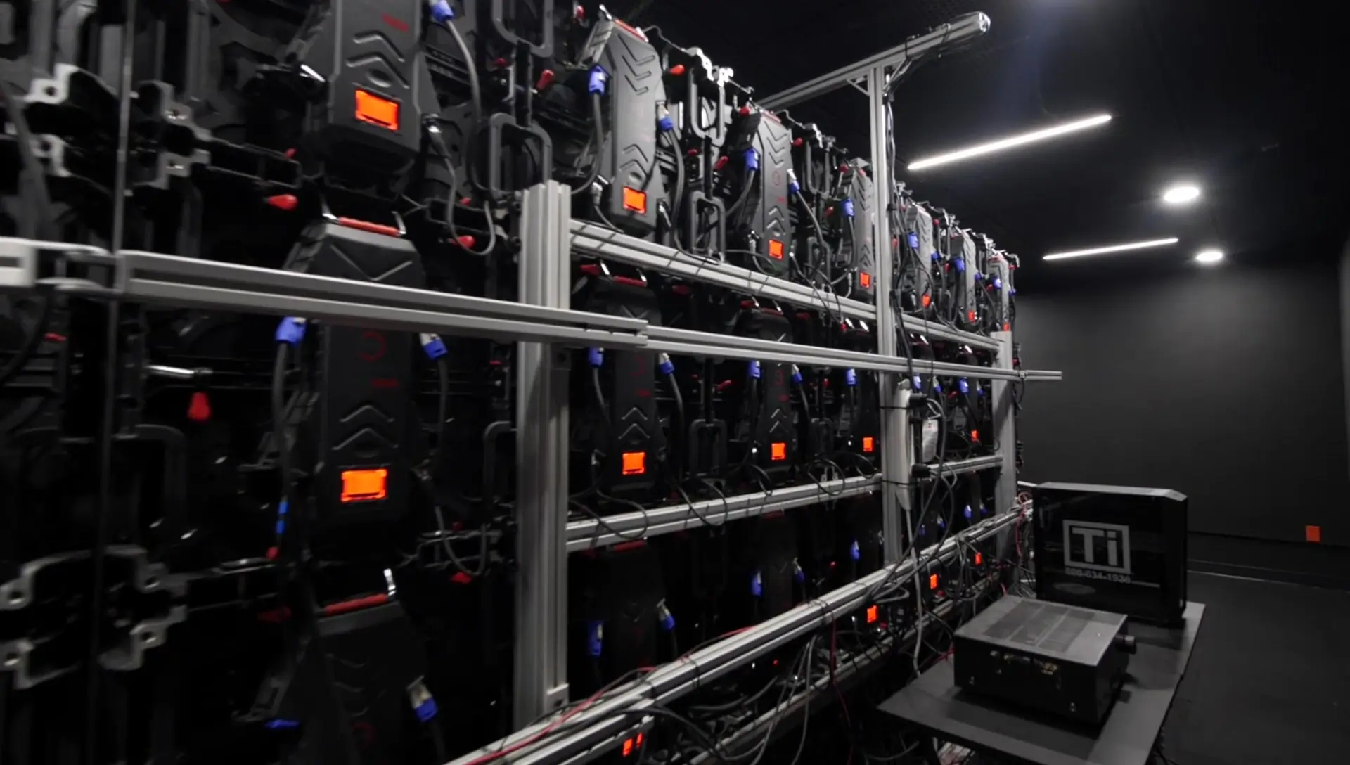 Racks de armamento en una armería